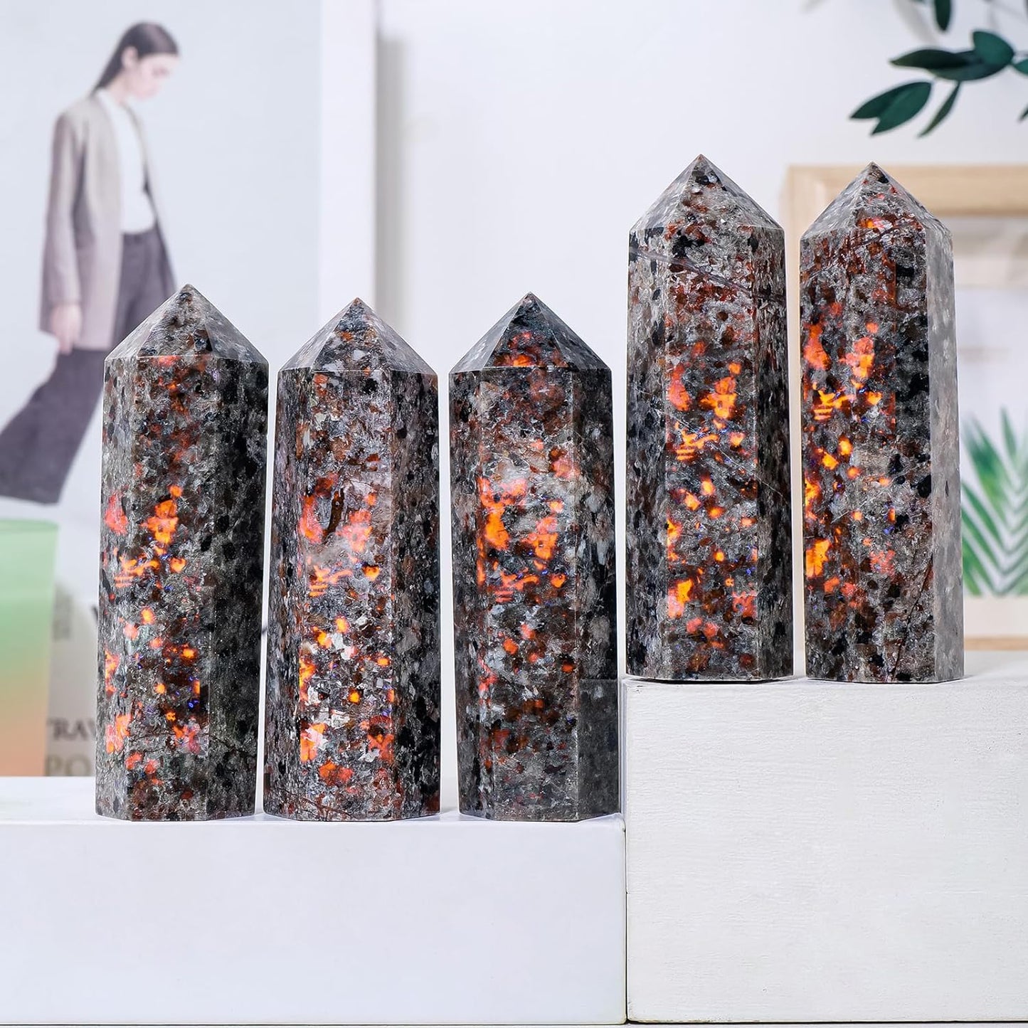 Natural Crystal Flame Yooperlite Stone Tower