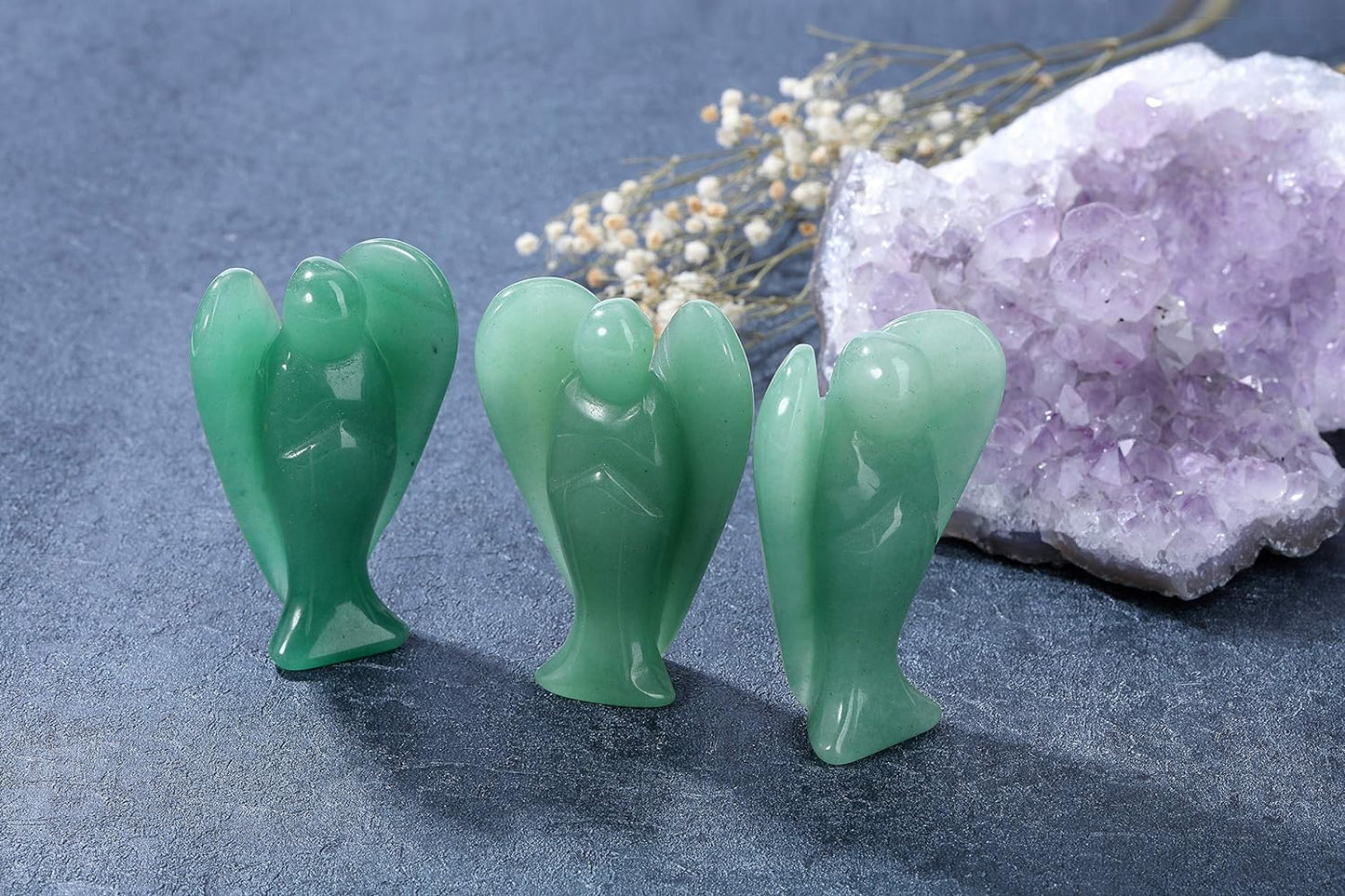 3 Inch Green Aventurine Crystal Angel Figurine