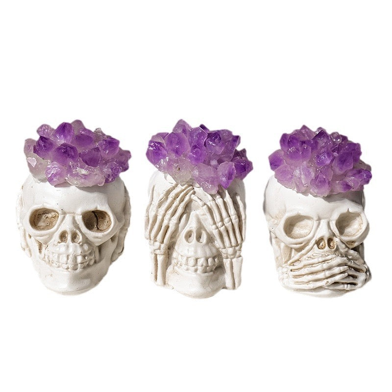 3 PCS Skeletons Statue Halloween Figurine