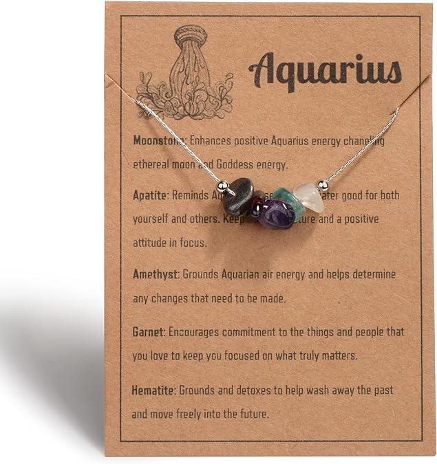 Natural Stone Zodiac Sign Choker Necklace for Women