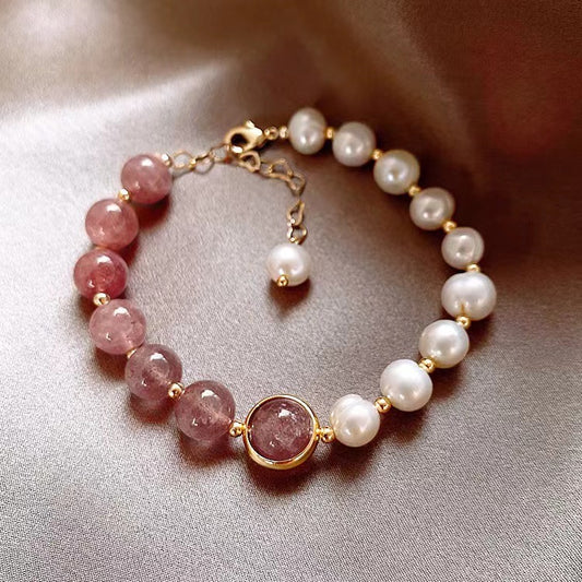 Natural Pearl Rose Quartz Bracelt