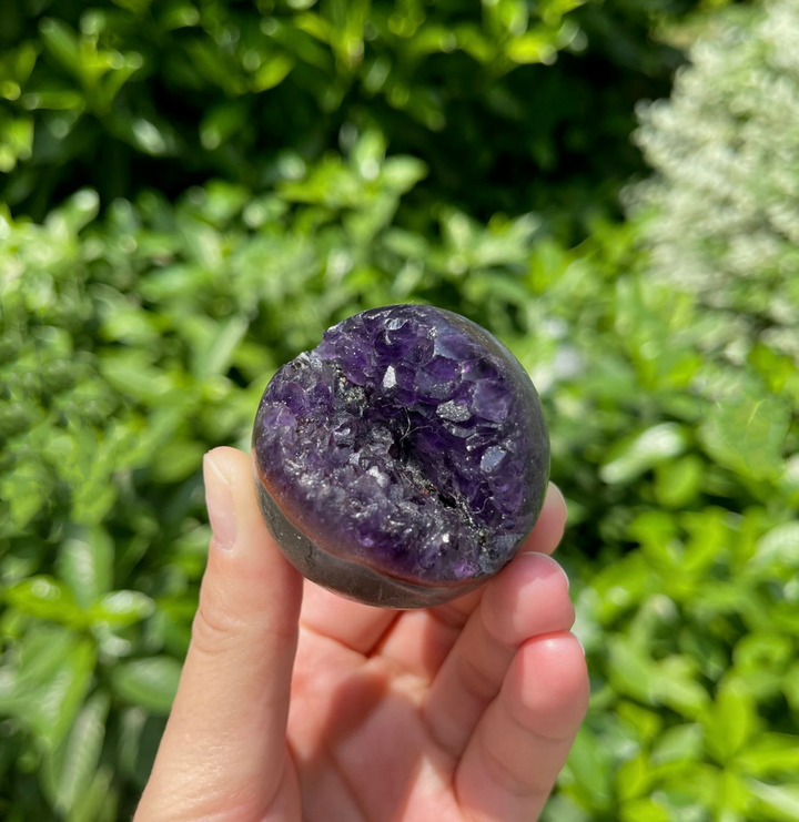 Amethyst Cluster Smiley Face Sphere With Stand