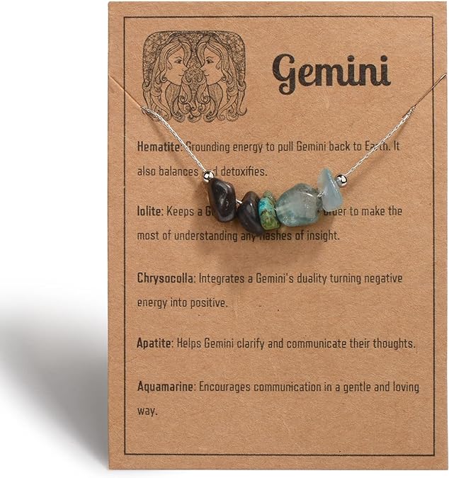 Natural Stone Zodiac Sign Choker Necklace for Women