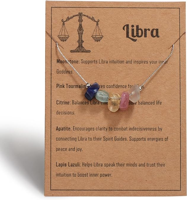 Natural Stone Zodiac Sign Choker Necklace for Women