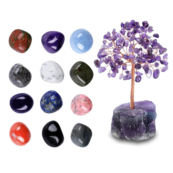 Amethyst Crystal Money Tree With Stone Set