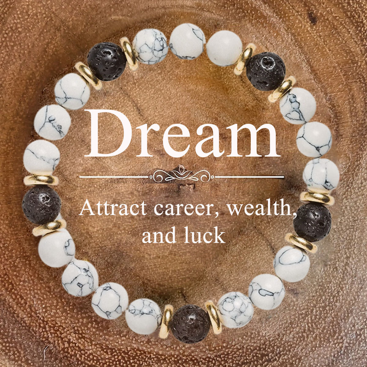 Natural Howlite And Lavastone Bracelet