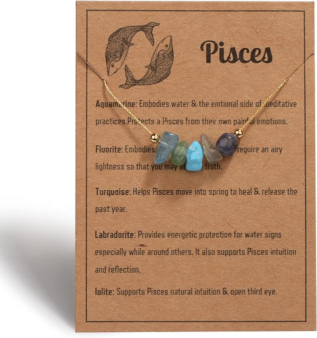 Natural Stone Zodiac Sign Choker Necklace for Women