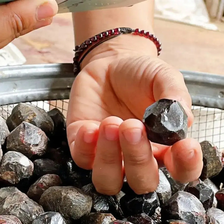 Natural Red Garnet Crystal Rough Stone