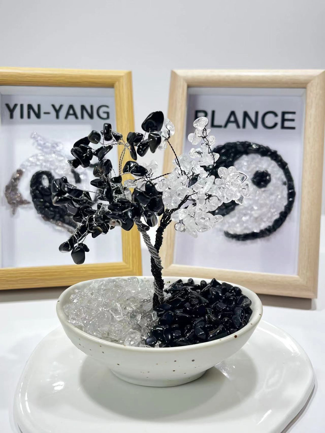 Yin And Yang Tai Chi Black and White Crystal Tree