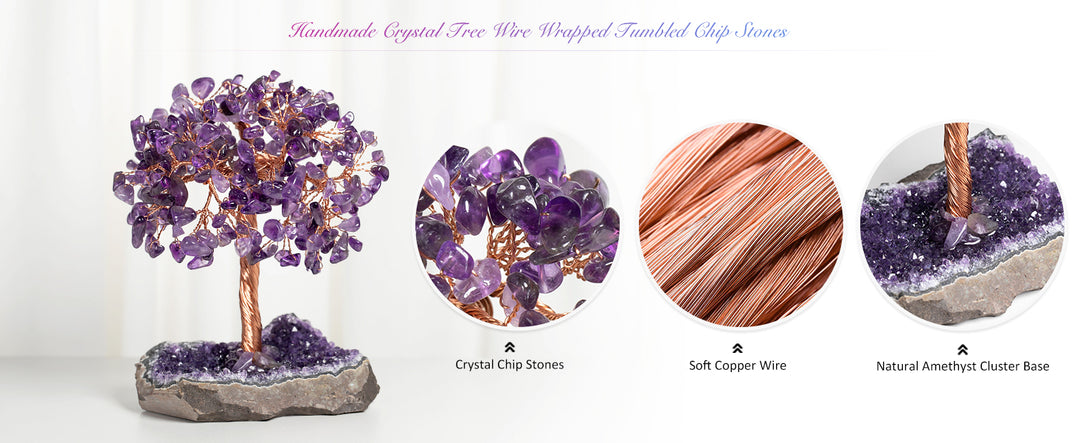 Natural Aquamarine & Amethyst Crystal Tree