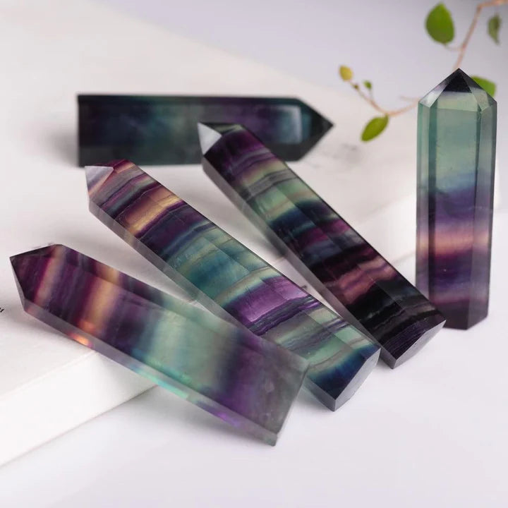 Natural Crystal Striped Fluorite Point