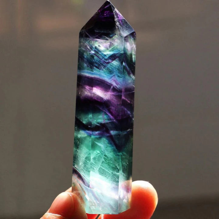 Natural Crystal Striped Fluorite Point