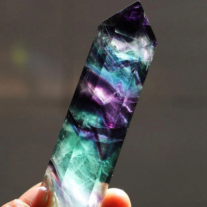 Natural Crystal Striped Fluorite Point