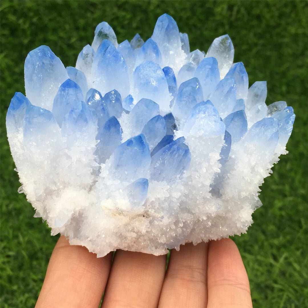 Blue Ghost Phantom Quartz Crystal Cluster