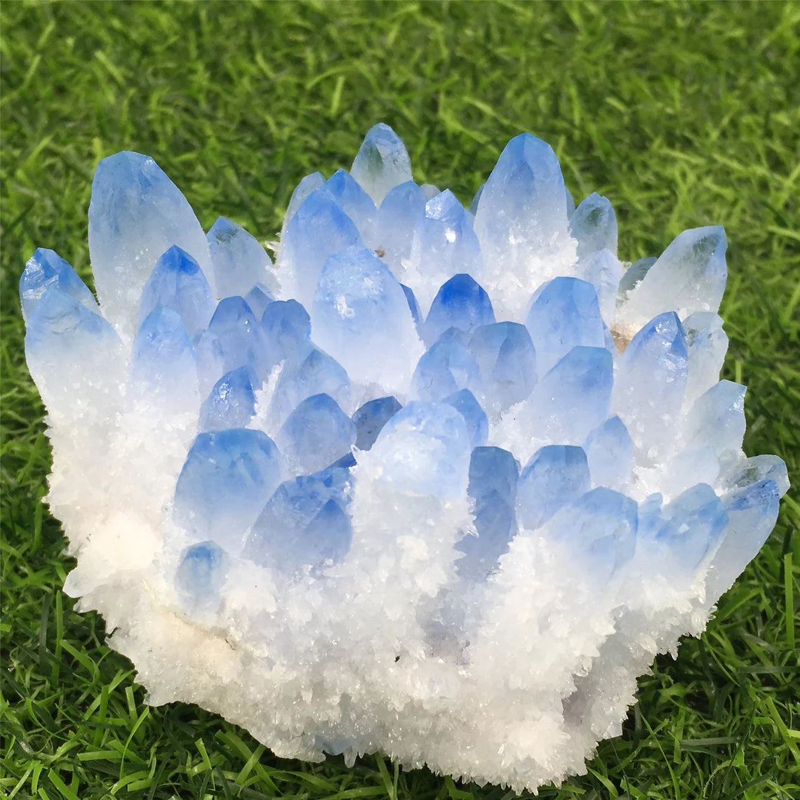 Blue Ghost Phantom Quartz Crystal Cluster