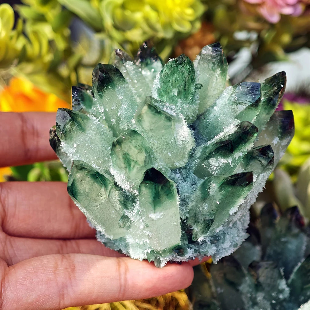 350g+ Green Ghost Crystal Cluster Quartz Cluster