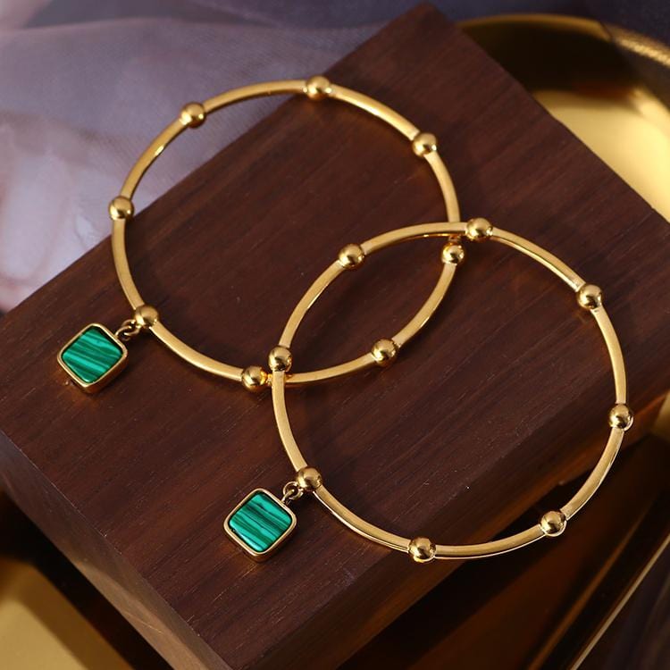 Malachite Crystal Hoop Earrings