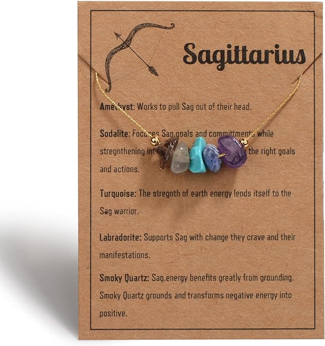 Natural Stone Zodiac Sign Choker Necklace for Women